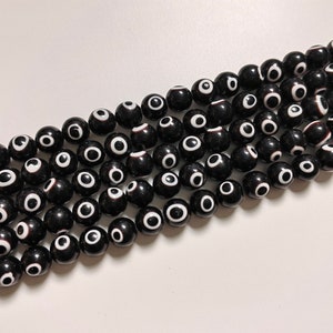 Glass Evil Eye Beads, Turkish Evil Eye Beads, 4 - 10 mm Black Round Evil Eye Beads, Evil Eye Spacer Beads , DIY Jewelry Making , A567
