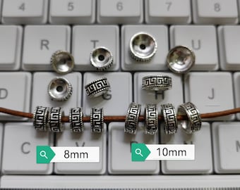 40 stuks antiekzilveren rondelle spacer kralen, metalen spacer kralen, dunne spacer kralen, Tibetaanse stijl kralen, 8 mm 10 mm metalen spacer, B124