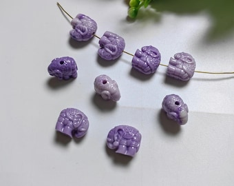 15x13mm Composite Resin Elephant Beads, 3D Elephant Beads, Purple Lucky Elephant Beads, Animal Beads, DIY Jewelry, 10 - 50Pcs Optional, B636