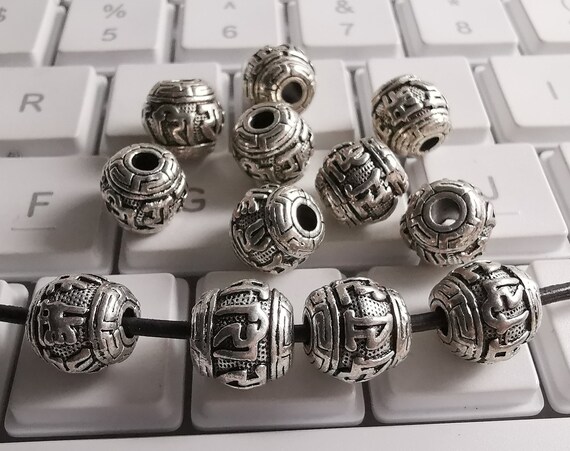 15Pcs Tibetan Silver Round Ball Spacer Beads Charms 7.5mm