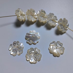 19mm Mother Of Pearl Flower Spacer Beads, White Shell Flower Beads, Carved MOP Flower Beads, DIY Jewelry Making, 2 - 50 pcs Optional, B400