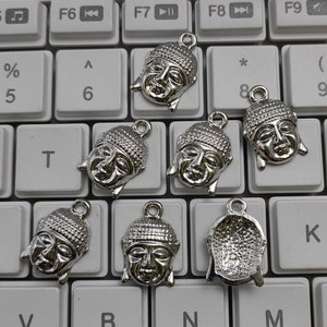 20 pcs Rhodium Plating Buddha Head Charms, 13.5x19.5 mm Metal Buddha Charms, Buddha Jewelry, Yoga Charms, DIY Jewelry Making, Findings, C319