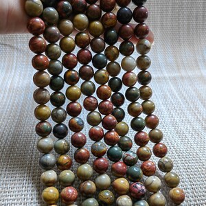 1 Full Strand Smooth Red Creek Jasper Beads, Multi Color Gemstone Beads, 6/ 8/ 10 mm To Choose From, DIY Bracelet Bead, Jewelry Making, A529