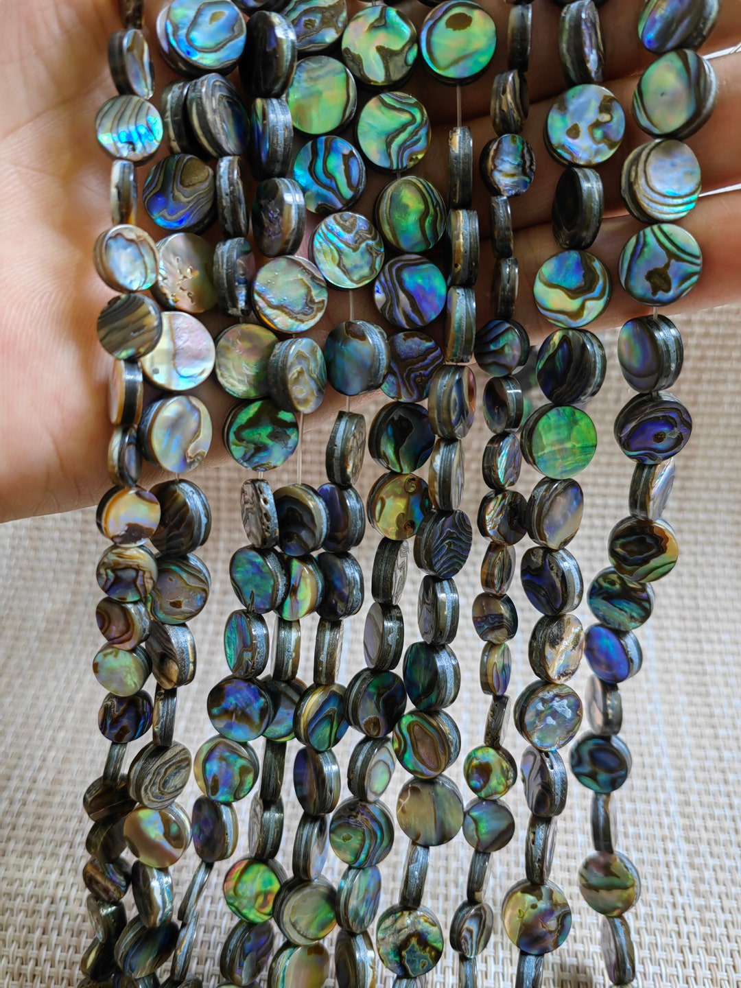 Rainbow Abalone Shell Round Flat Beads, 6 - 10 Mm Abalone Shell Coin ...