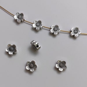 50 Or 100pcs Double Sided Antique Silver Flower Beads, 8x3mm Metal Flat Flower Beads, Hole 1.3 mm, DIY Jewelry Making, Findings, B459