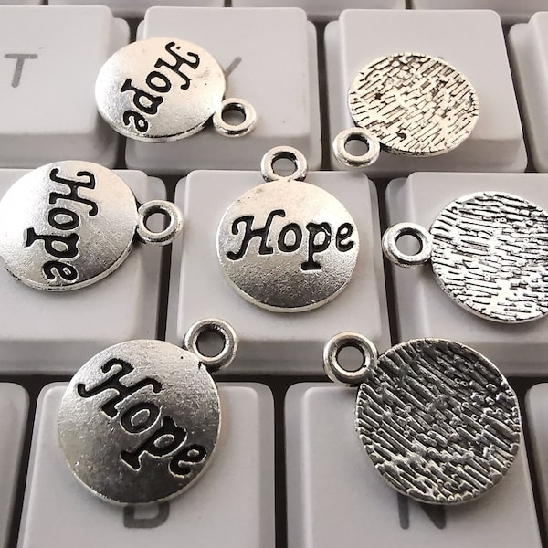 50pcs Antique Silver Hope Charms Pendants ,Metal Charms, Word Charms ,Quote Charms , Hope Word Charm, DIY jewelry supply, Findings, C-053