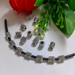 30 Stück Metall Schmetterling Röhren Perlen, Großes Loch Röhren Perlen, 7.5x9mm Antike Silberne Zylinder Perlen, Loch 3.6mm, Insekten Perlen, B489