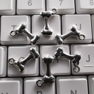 50 pcs Double Sided Bone Charms, Antique Silver Dog Bone Charms, 10x15 mm Metal Bone Charms, Findings, DIY Jewelry Making, C288