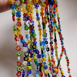 4 - 12mm Multicolor Millefiori Glas Flache Blumen Perlen, Verschiedene Größen Millefiori Blume Glasperlen, Millefiori Armband Zubehör, A539