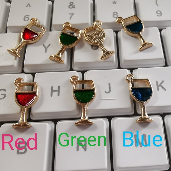 20 - 50 pcs Enamel Wine Glass Charms, Plated Rose Gold Wine Glass Charms, 8x18mm Metal Wine Glass Charms, DIY Jewelry Supply, Findings, C289