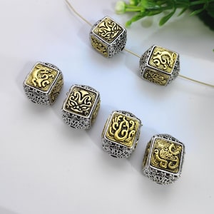 Cuentas bicolores de cuatro grandes bestias, cubos de metal de 13,6 x 18 mm, cuentas religiosas, cuentas poligonales, joyería DIY, 2-10 piezas opcionales, B745