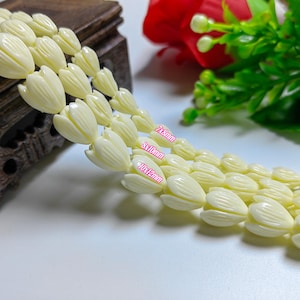 Cuentas de resina compuesta color blanco crema con forma de flor de coral, cuentas de pikake, cuentas de jazmín talladas, fabricación de joyas DIY, 20-500 piezas opcionales, B162