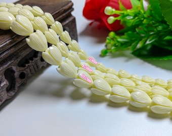 Crèmewit composiet hars koraal bloemkralen, snoekkralen, gesneden jasmijnbloemkralen, DIY sieraden maken, 20-500 stuks optioneel, B162
