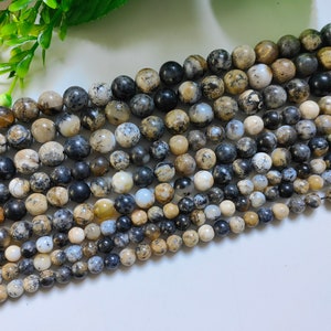 Smooth Dendritic Opal Beads, Moss Opal Round Beads, Gemstone Beads, DIY Bracelet Beads,  6 ,8, 10mm To Choose From, 15&quot; Strand, A653