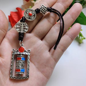 Six Words Mantra Prayer Wheel Lanyard Keychain, Buddhist Prayer Wheel & Vajra Protection Zipper Charm, Rearview Mirror Charm, 1/3/5pcs ,C577
