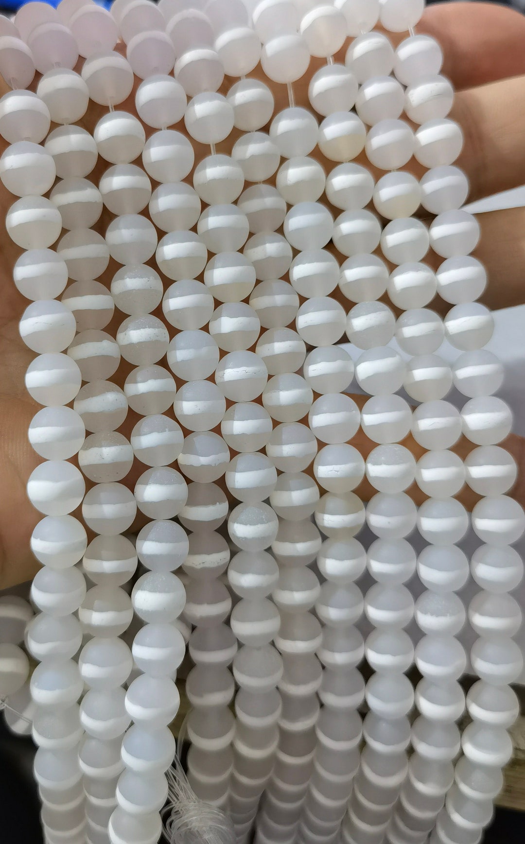 1 Full Strand Matte Tibetan Agate Beads White Stripe Agate - Etsy