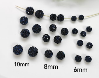 Cuentas de arcilla polimérica con diamantes de imitación, bolas de discoteca Montana de 6 a 10 mm, bolas de discoteca pavé, bolas de discoteca con diamantes de imitación, 20 a 100 unidades opcionales, B712