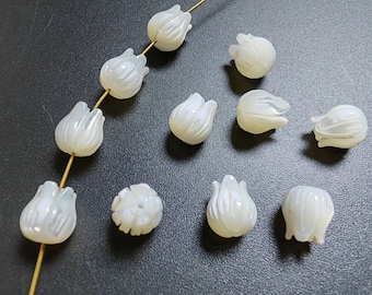 Perles de fleurs en nacre 8 x 9 mm, perles intercalaires en nacre, boutons de fleurs 3D, fabrication de bijoux, 5 à 50 pièces en option, B345