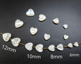 Natural Mother Of Pearl Heart Beads, Loving Heart Shell Beads, 6-12mm White Puff Heart Beads, Hole 0.6mm, 5-50 pcs Optional, Findings, B223