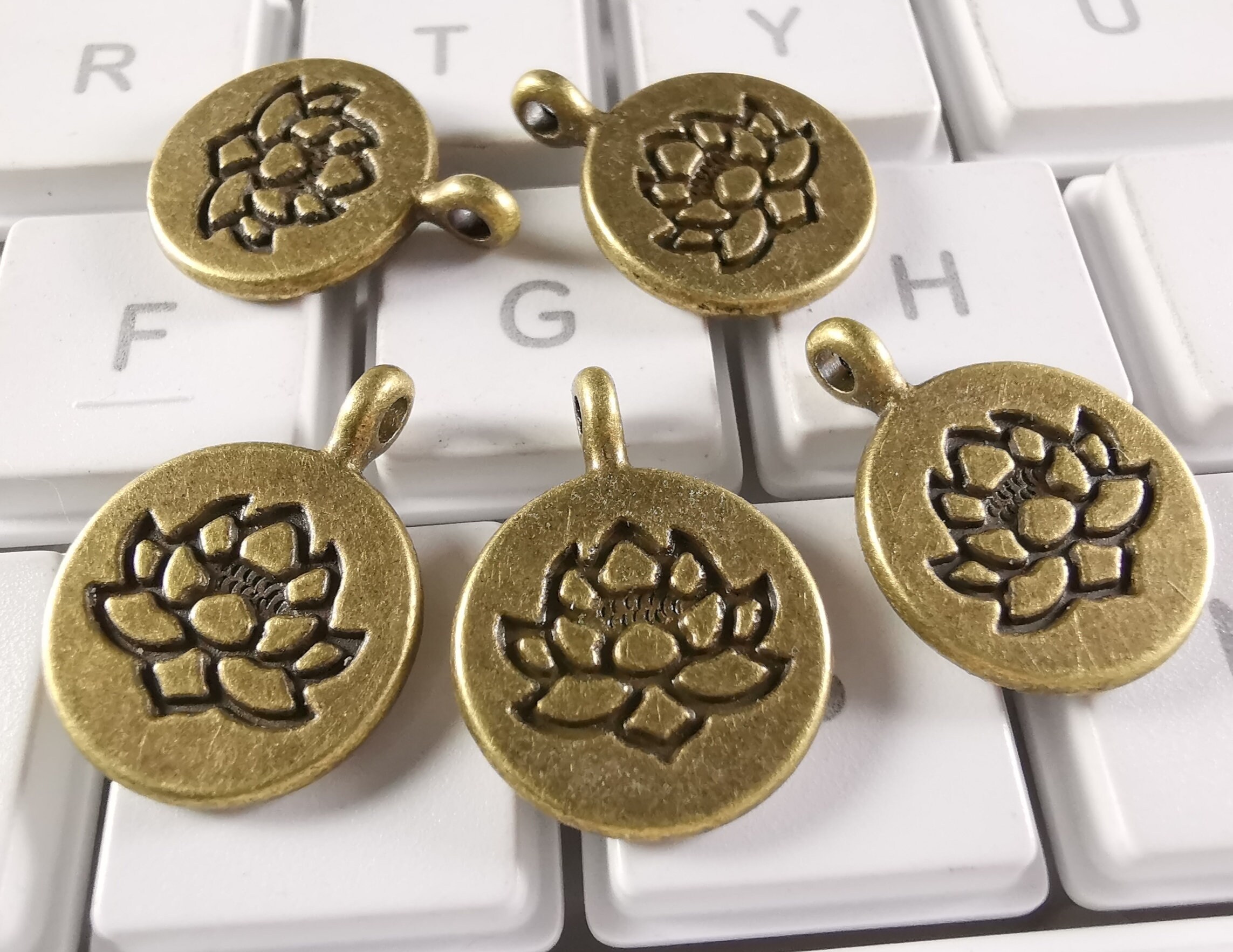 30 Pcs Double Sided Lotus Charms buddhism Charms lotus Etsy