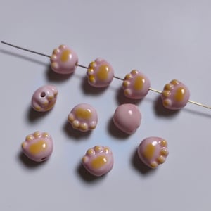 12x11mm rosa Katzenpfoten Perlen, Porzellan Katzenpfoten Perlen, süße Pfotenperlen, Loch 2,2mm, DIY Schmuckherstellung, 10 - 50 Stück Optional, B533