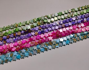 10mm geverfd parelmoer sterkralen, 4 kleuren Mop Star Spacer kralen, Zoetwaterparel Shell sterkralen, 15" Strand. DIY sieraden, A651