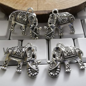 20 pcs Double Sided Elephant Charms Pendants, Antique SilverLucky Elephant Charms, DIY jewelry supply, 24x20mm, Findings, Wholesale Charms