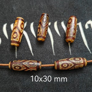 5 - 10pcs Tibetan Agate Eye Dzi Beads, 6 Eye Dzi Agate Beads, 10x30mm Drum DZI Beads, DZI Bracelet Beads, DIY Jewelry Making, D348