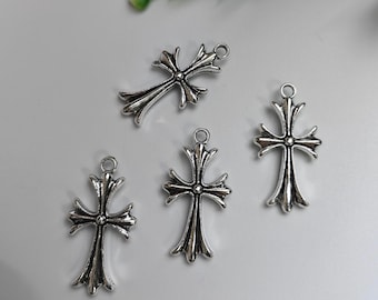 20pcs Double Sided Antique Silver Cross Charms, 17x32mm Metal Cross Charms, Christian Crucifix Charms, DIY Jewelry Supply, Findings, C677