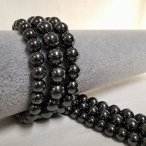 1 Full Strand Hematite Round Beads, Smooth Hematite Gemstone Beads, 6/ 8/ 10mm To Choose From, Strand Beads, DIY Jewelry, Wholesale. A-305