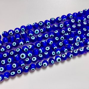 Dark Blue Glass Evil Eye Beads, Turkish Evil Eye Beads, 6 - 10 mm Round Evil Eye Beads, Evil Eye Spacer Beads ,DIY Jewelry Supply, A565