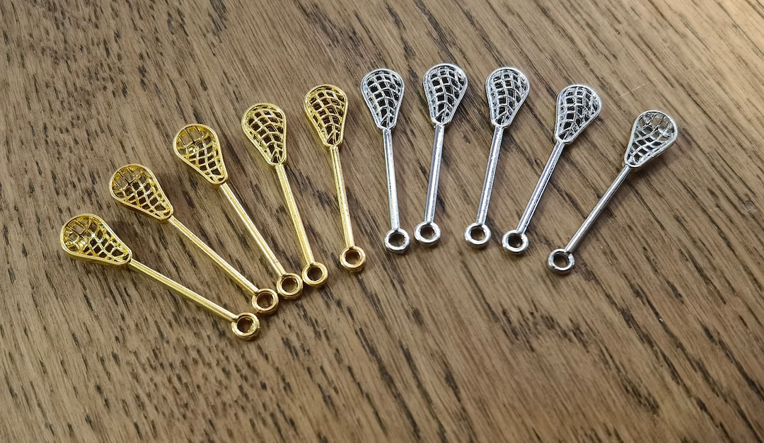 100 Pcs Metal Lacrosse Stick Charms, 7x33 Mm, Lacrosse Stick Pendants