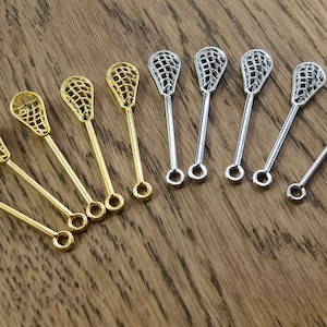 100 pcs  Metal Lacrosse Stick Charms, 7x33 mm, Lacrosse Stick Pendants , Sports Jewelry, Sports Charms, DIY Jewelry Supply, Findings