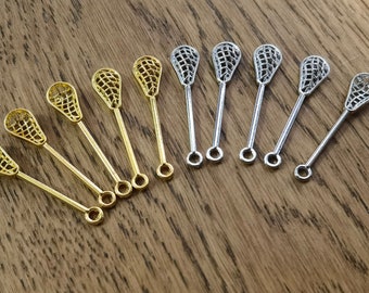 100 pcs  Metal Lacrosse Stick Charms, 7x33 mm, Lacrosse Stick Pendants , Sports Jewelry, Sports Charms, DIY Jewelry Supply, Findings