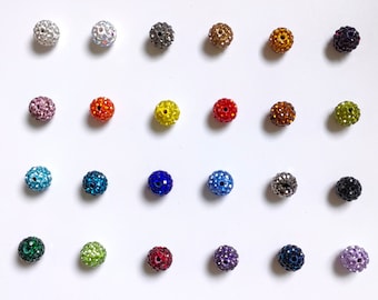 10mm Polymer Clay Rhinestone Beads, 24 Colours Disco Ball Beads, Pave Disco Ball Beads, Shiny Bling Disco Beads, 30 - 100pcs Optional, B527