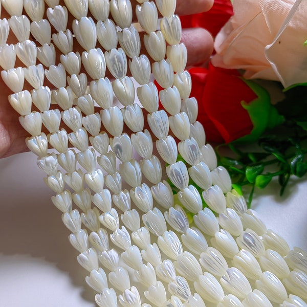 Natural Mother Of Pearl Pikake Beads ,Jasmine Flower Spacer Beads, 7x8mm, 8x11mm White Shell 3D Flower Beads, 5 - 100 pcs Optional, B132