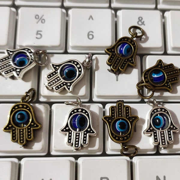 20pcs Evil Eye Charms, Double Sided Hamsa Hand With Evil Eye Charms, 13x18 mm, Hamsa Hand Charms Pendants, Evil Eye Jewelry, Findings, C064