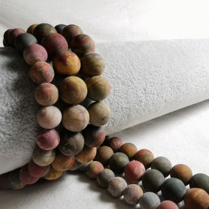 1 Full Strand Matte Red Creek Jasper Beads, Multi Color Gemstone Beads, 6/ 8/ 10 mm To Choose From, DIY Bracelet Beads, Findings, A-099