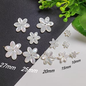 Natural Mother Of Pearl Flower Beads, White Shell Flower Beads, 10 - 27mm MOP Flower Beads, Hole 0.7 mm, 4 - 50pcs  Options, Findings, B186