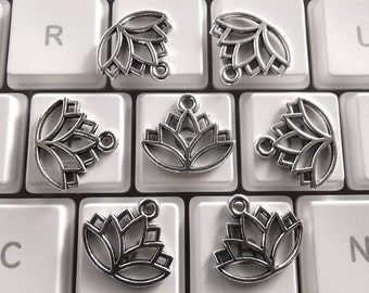 16x14mm Double Sided Lotus Charms Pendants,Antique Silver Hollow Lotus Charms,Yoga Charms,Buddhism Charm,30pcs or 50pcs To Choice.Wholesale