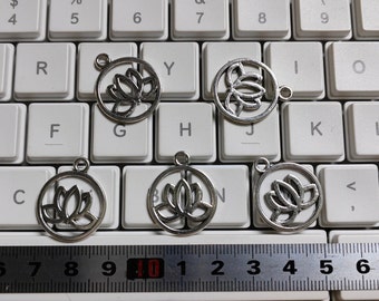 30 or 50pcs Double Sided Lotus Charms, 20x24mm Antique Silver Hollow Lotus Charms, Yoga Jewelry, Buddhism Charm, DIY Jewelry, Findings, C235