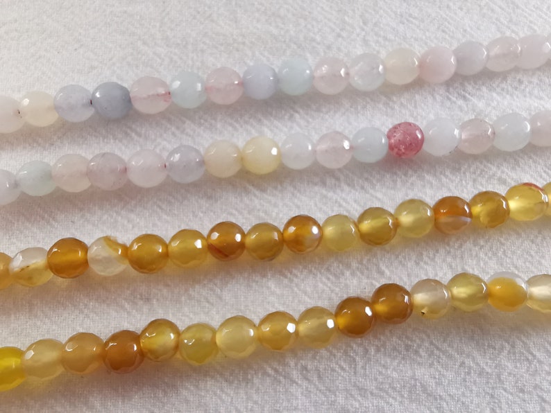2 Full Strand Faceted Agate Round Beads DIY Bracelet Beads Faceted Gemstone Beads Stone Beads 6 mm Mixed Agate Beads Q-073