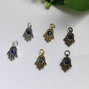 20 oder 50 Stück Evil Eye Charms, doppelseitige Hamsa Hand mit Evil Eye Charms, 13 x 18 mm, Hamsa Hand Charms, Evil Eye Schmuck, Zubehör, C064