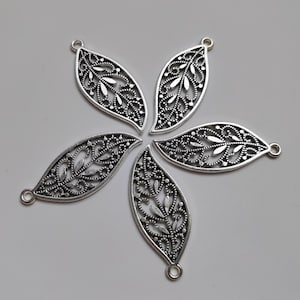 25pcs Antiqued Silver Hollow Leaf Charms ,Metal Leaf Pendants, 17x43 mm Metal Leaf Charms, DIY Jewelry Supply, Findings . C628