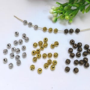 Cuentas espaciadoras corrugadas de 5 mm, minicuentas metálicas de plata antigua, oro y bronce, estilo tibetano, nepalíes (50-300 unidades opcionales). B053