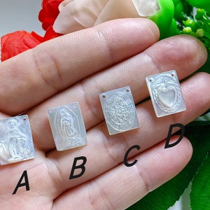 2 - 30 pcs Mother Of Pearl Virgin Mary Cameo Charms, 12x15.5 mm Carving Jess Mary Charms, MOP Virgin Mary Charm, Sacred Heart Charm, C366