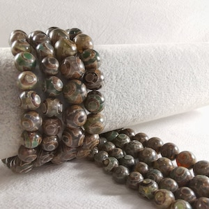 1 Full Strand Tibetan Agate Round Beads,  Eye Agate Beads, Tibetan Dzi Beads, 8/ 10mm To Choose From, DIY Bracelet Beads, Dzi Findings, D031