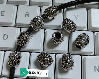 30 Stück Antik Silber Großloch Perlen, tibetischen Stil Perlen, nepalesische Perlen, 8x10mm Metall Spacer Perlen, Loch 4mm, DIY Schmuck machen, B243