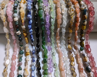 15 Colours Freeform Chip Nugget Beads, Irregular Gemstone Beads, Assorted Gemstone Crystal Beads, 15" Strand, 1 - 3 Strands Optional, A433