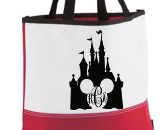 Disney inspired pink castle tote bag